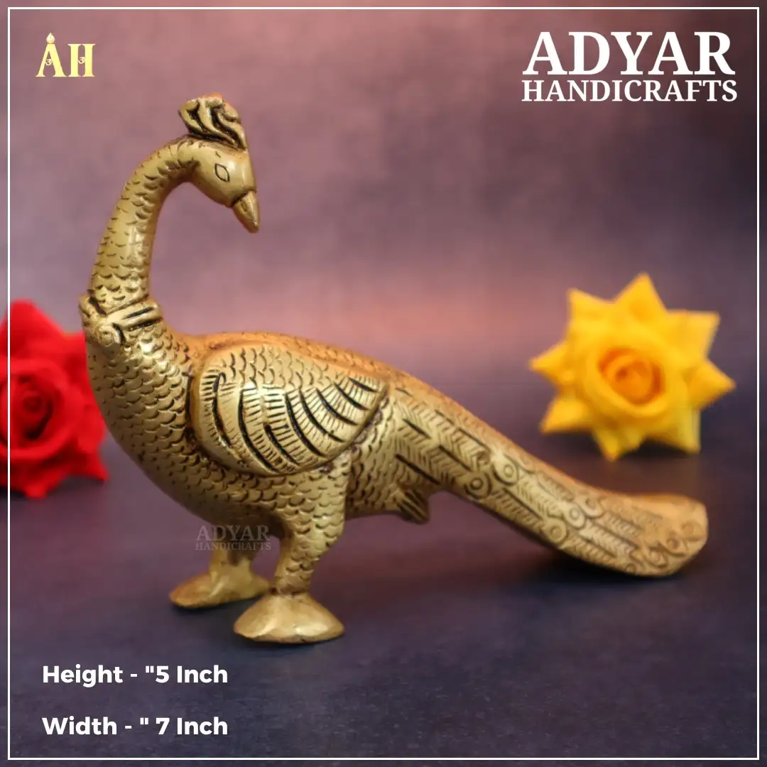 5 Inch Superfine Antique Peacock Figurine Brass - image 1