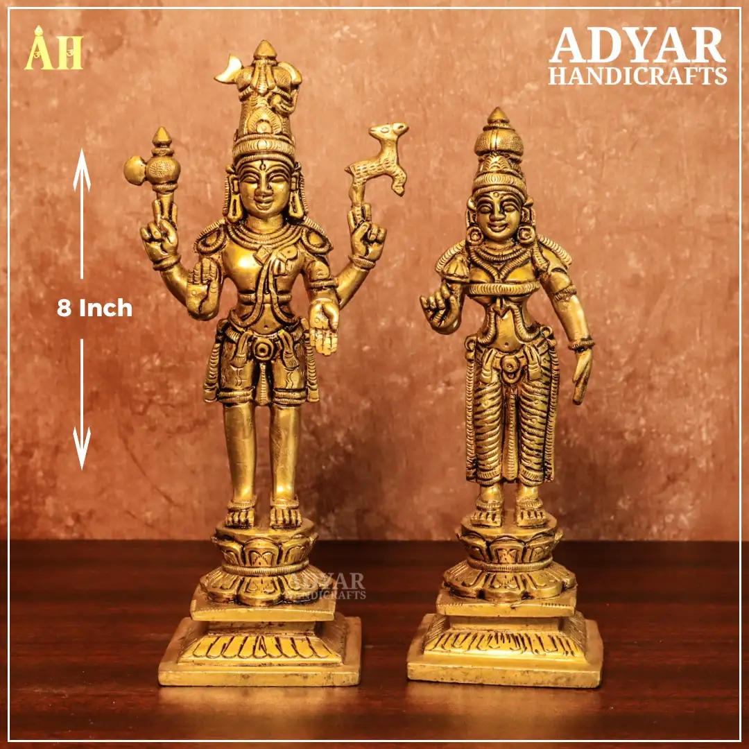 8 Inch Standing Shivan Parvati Brass Idol - image 1
