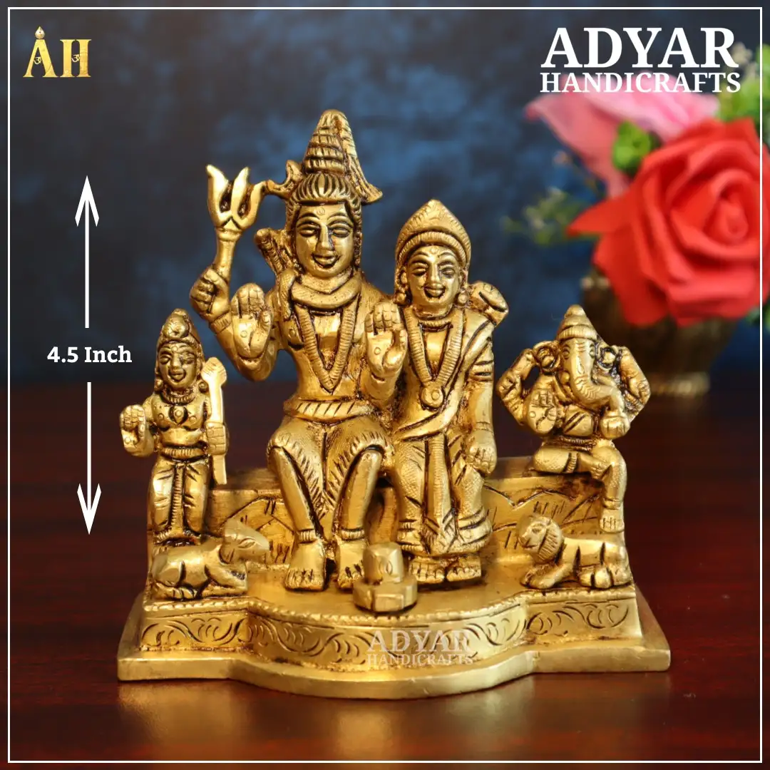 4.5 Inch Brass Shivan Family Brass Idol - image 1