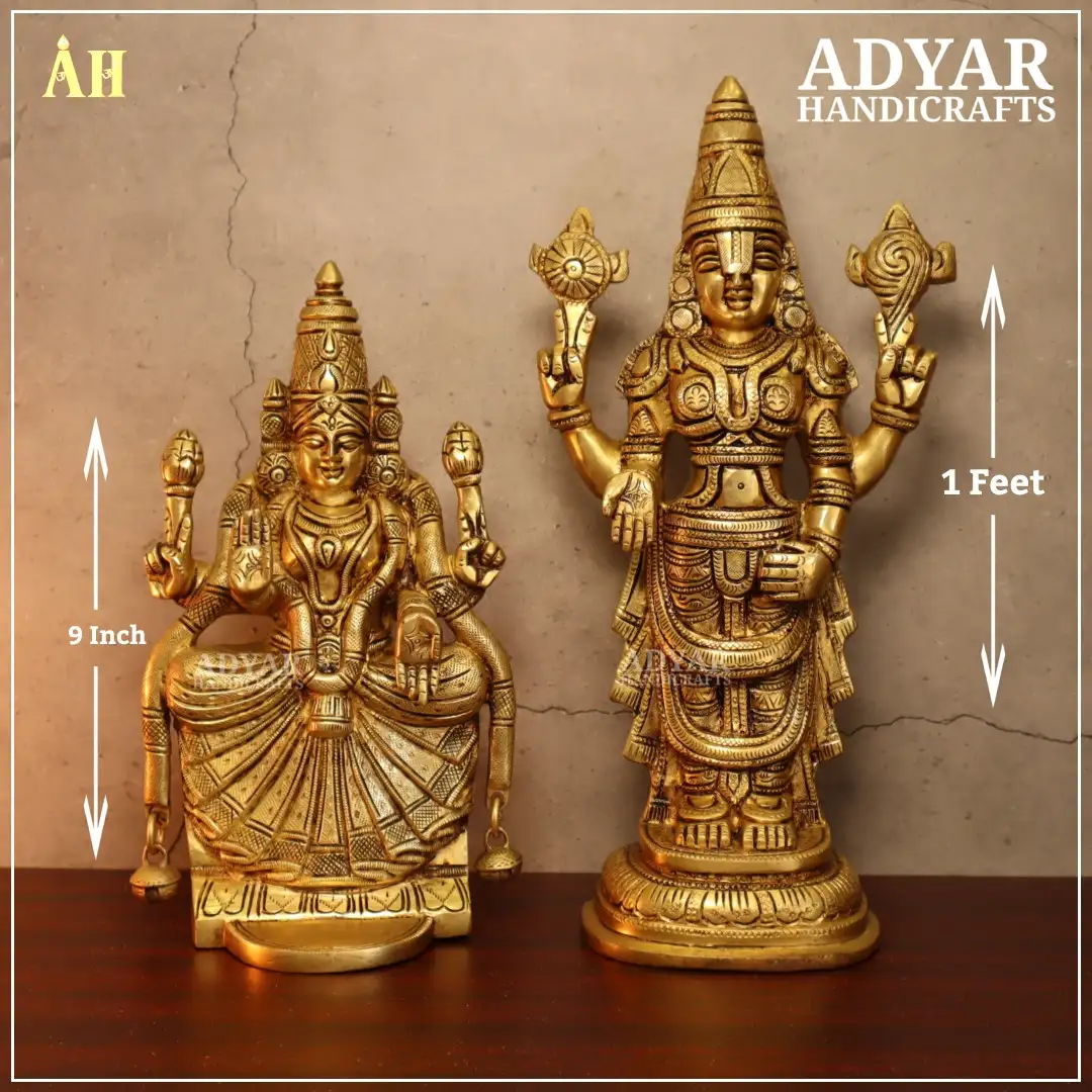 1 Feet Perumal Thayaar Brass Statue - image 1