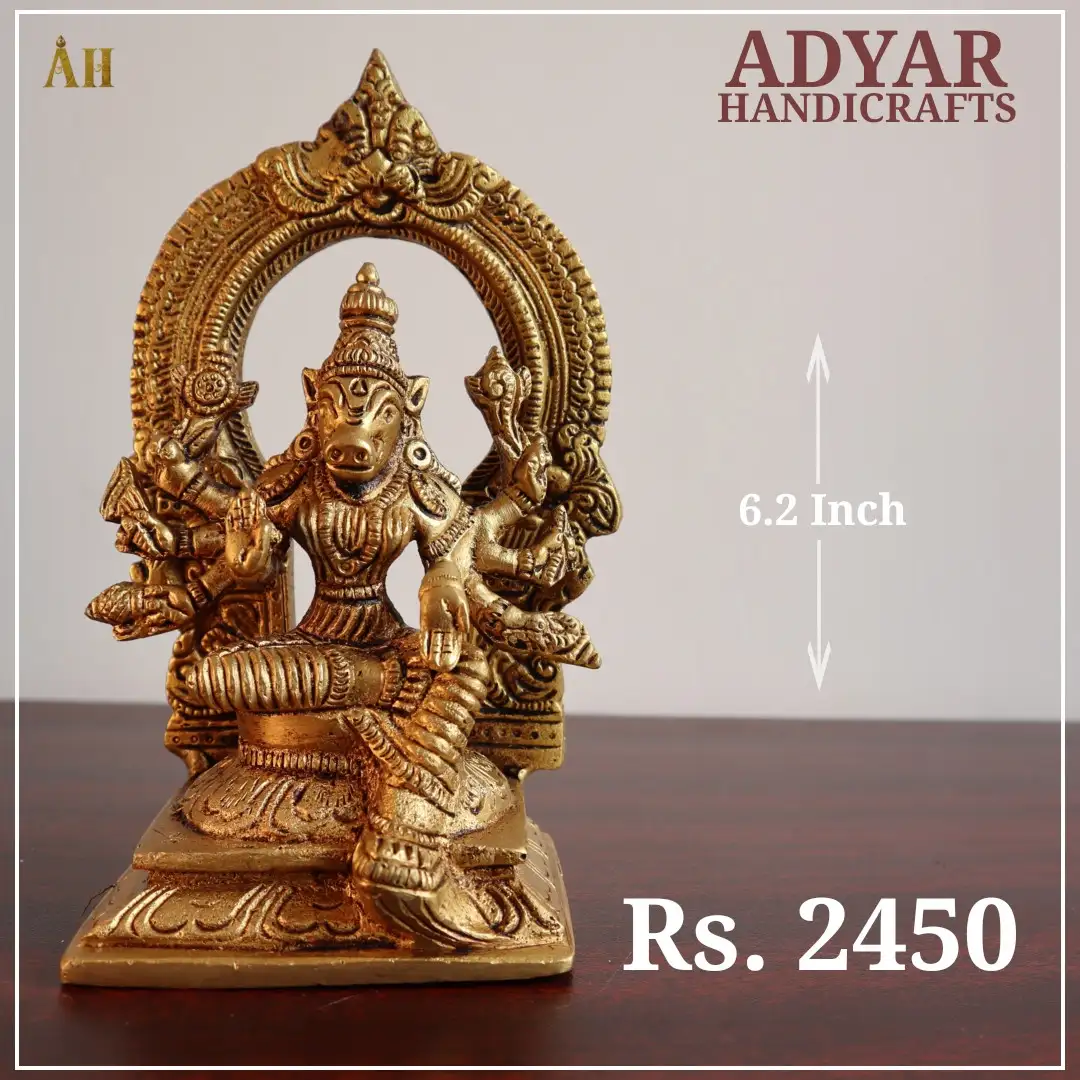 6.2 inch varahi amman brass Idol with frame - image 1