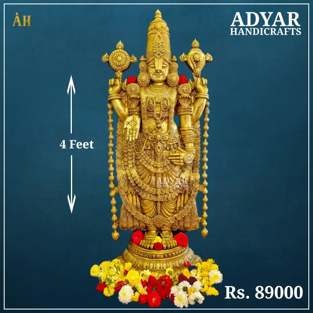 4 Feet Brass Thirupathi Lord Balaji idol - image 1