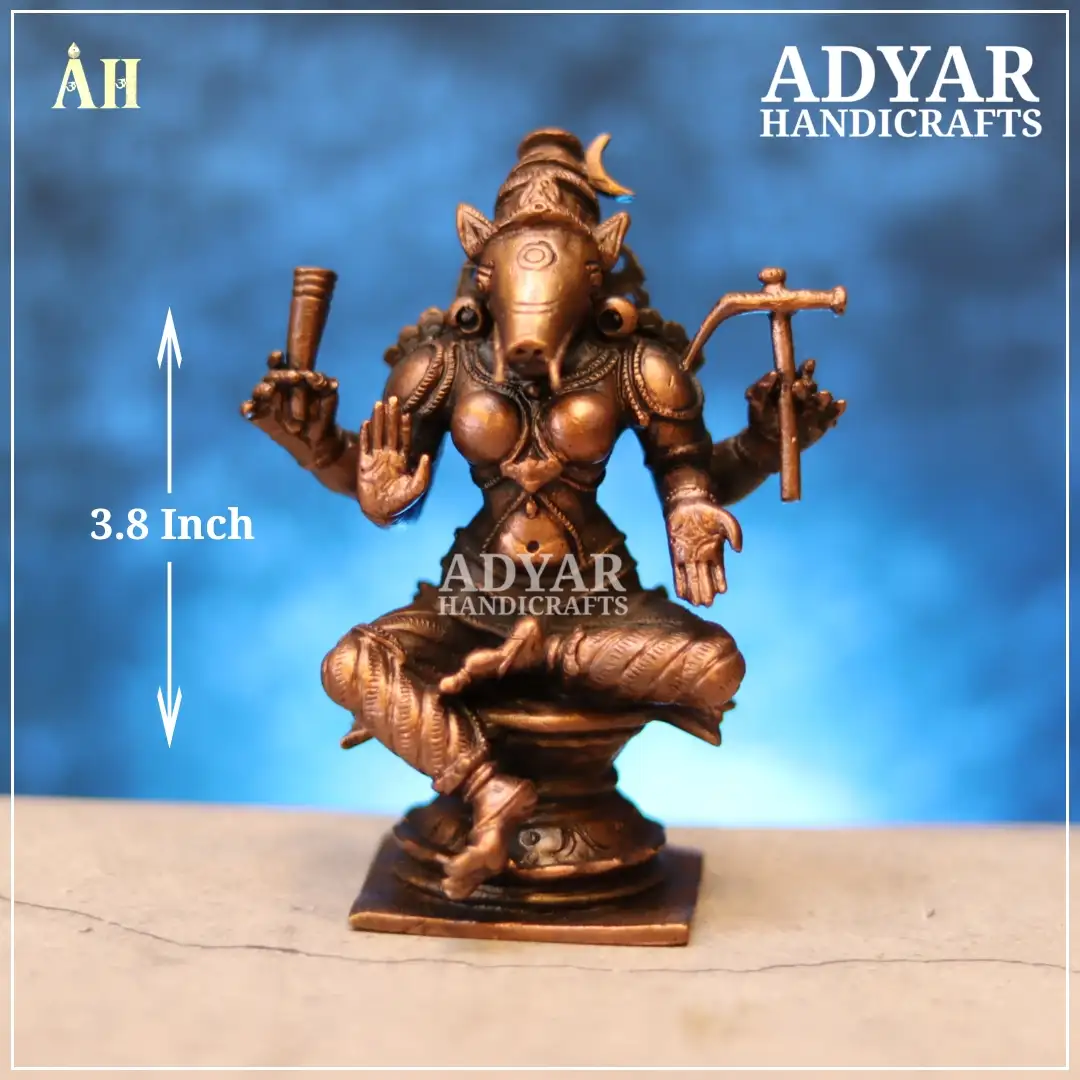Varahi Amman Copper Idol – 4 Hands Goddess Statue - image 1