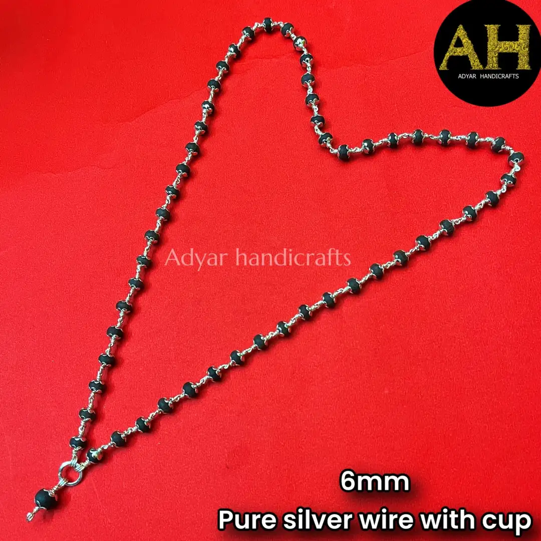 Original Karungali pure silver malai with capping 6mm - image 1