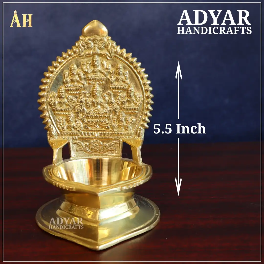 5.5 Inch Brass Ashtalakshmi Kamakshi Vilakku - image 1
