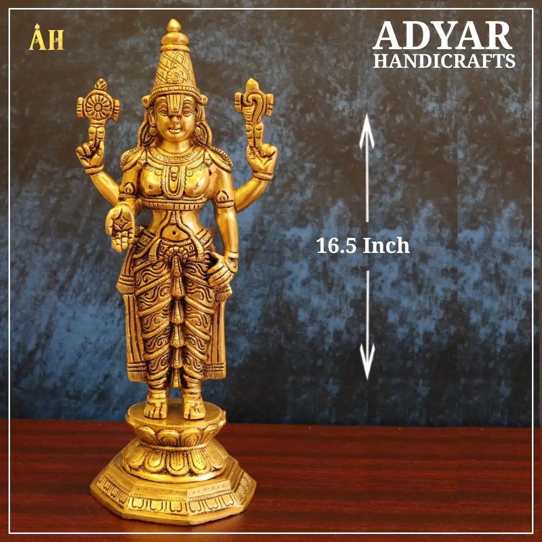 16.5 inch perumal brass statue - image 1