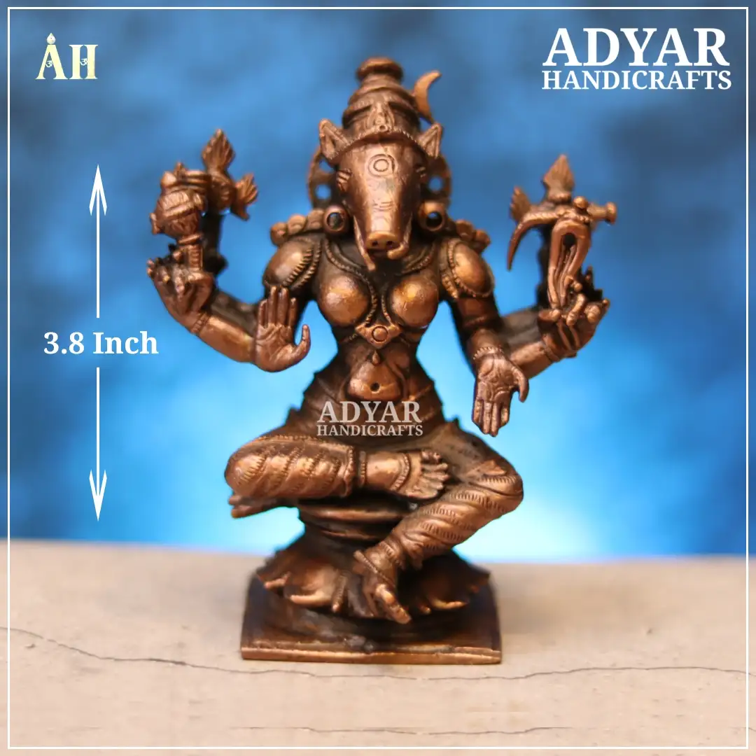 Varahi Amman Copper Idol – 8 Hands Goddess Statue - image 1
