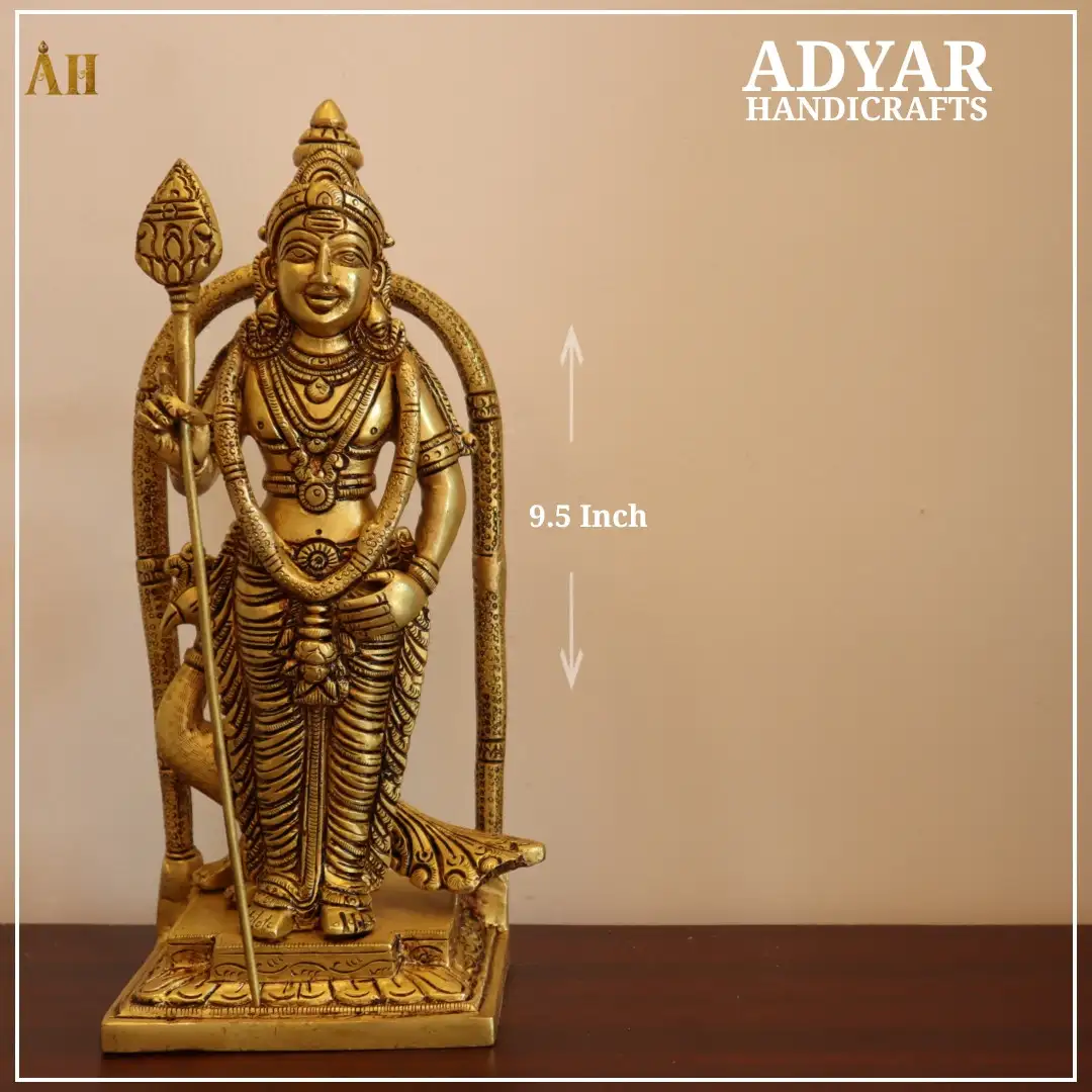 9.5 inches standing murugan brass statue - image 1