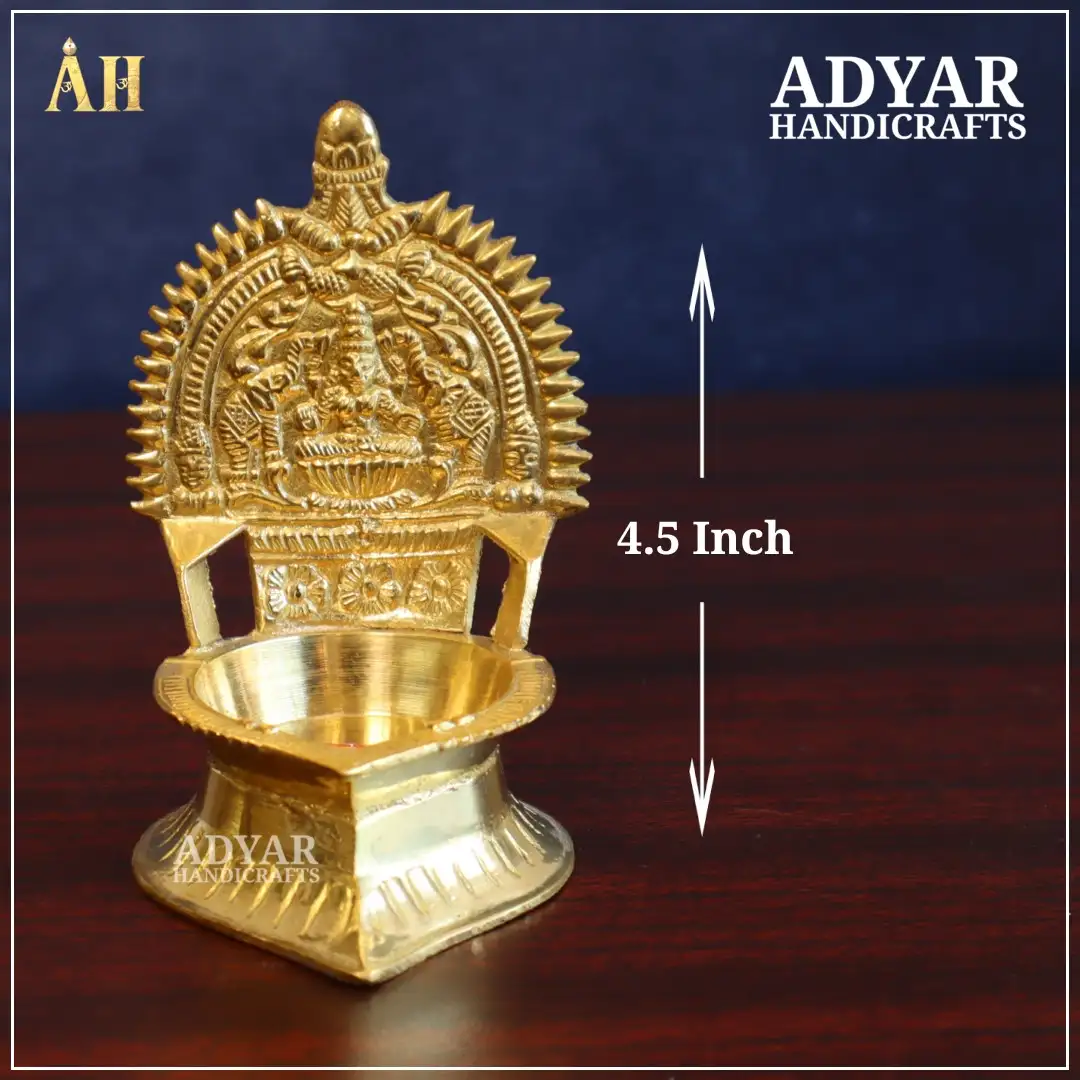 4.5 Inch Brass Gajalakshmi Kamakshi Vilakku - image 1