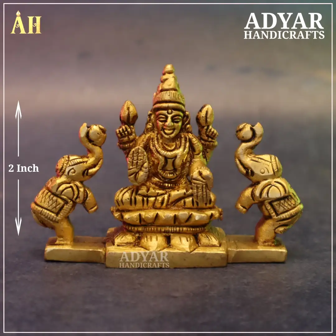2 Inch Gajalakshmi Brass Idol - image 1
