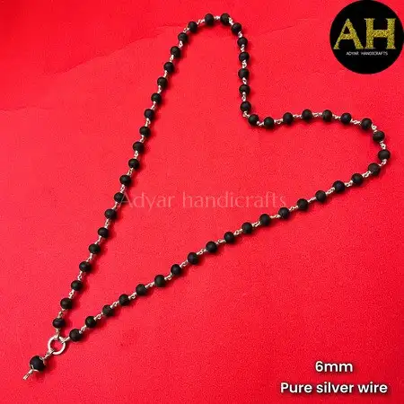 Karungali Malai With Sliver Wire-6mm - image 1