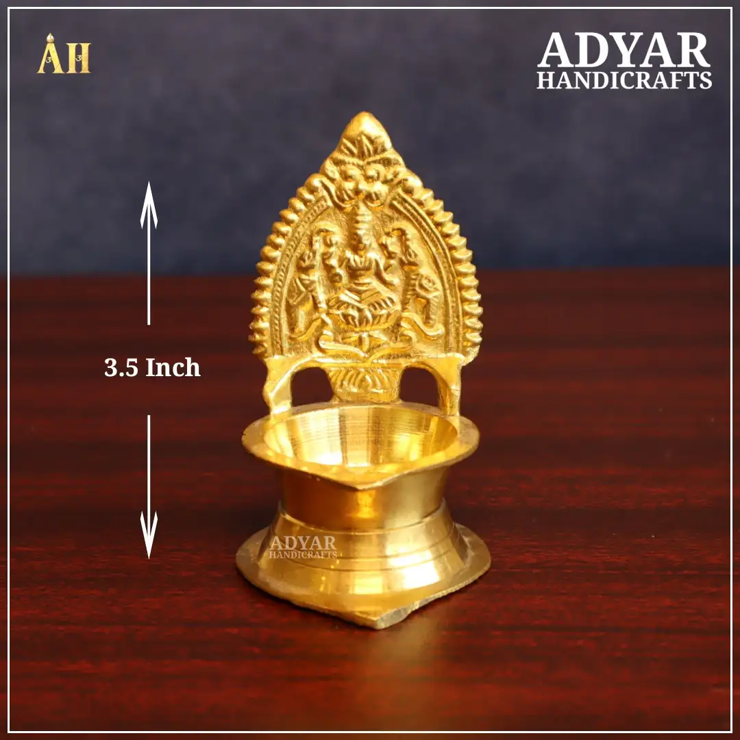 3.5 Inch Brass Gajalakshmi Vilakku - image 1