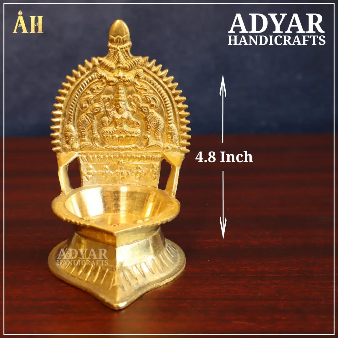 4.8 Inch Brass Gajalakshmi Kamakshi Vilakku - image 1