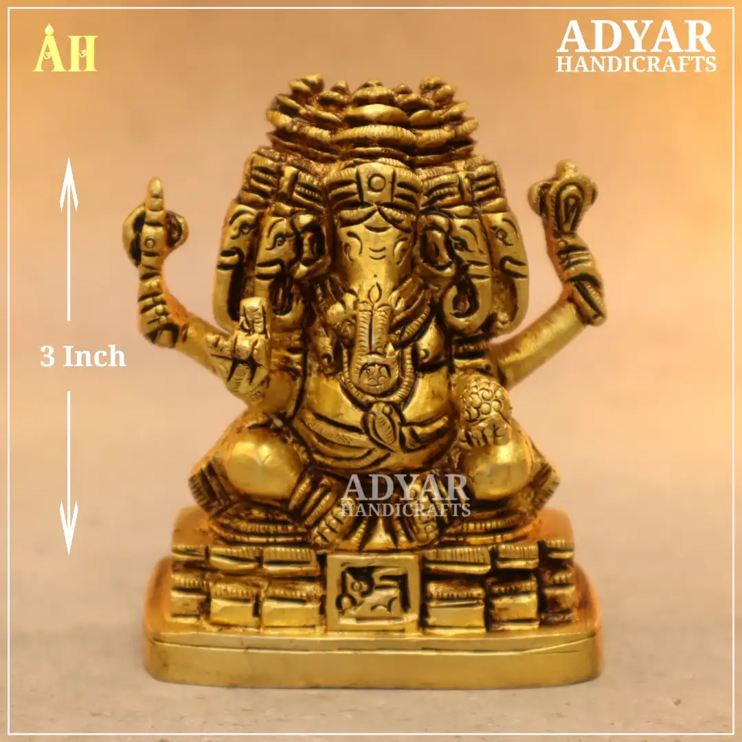 3 Inch Panchamuga Vinayagar Brass Idol - image 1