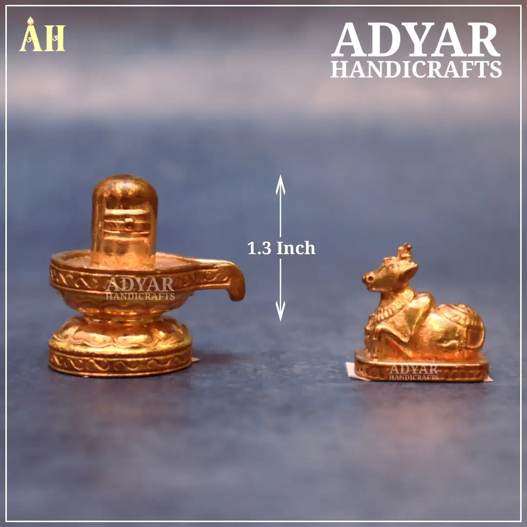 1.3 Inch Shivalingam Nandi Panchalogam Idol - image 1