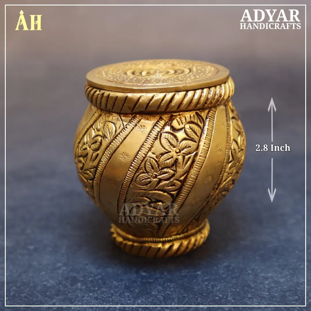 2.8 inch kubera pot brass - image 1