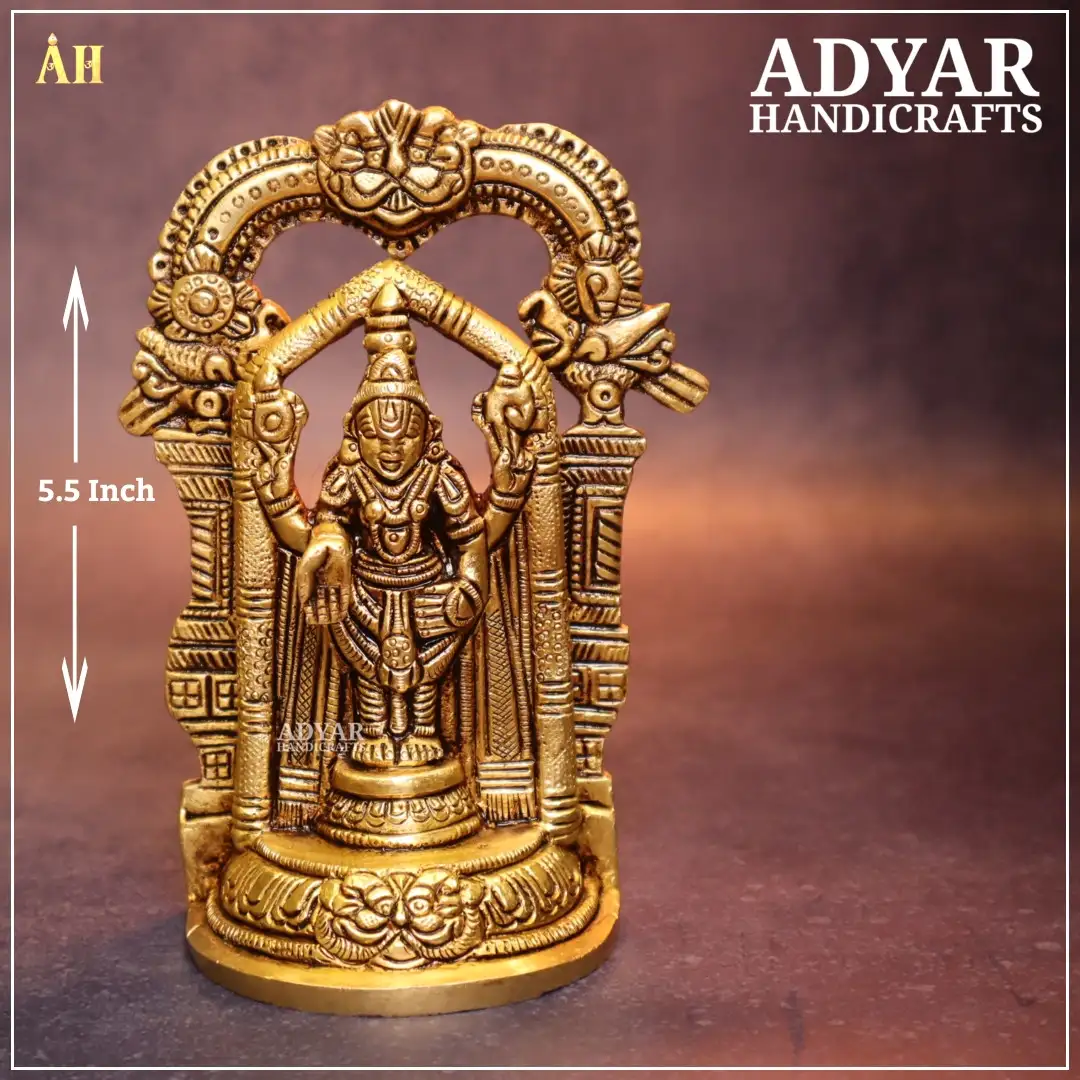 5.5 Inch Perumal Brass Idol With Frame - image 1