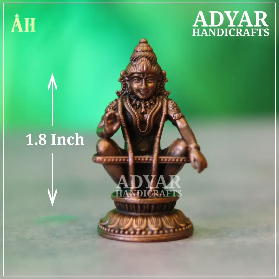 1.8 Inch Copper Ayyappan Idol - Worship & Gifting" - image 1