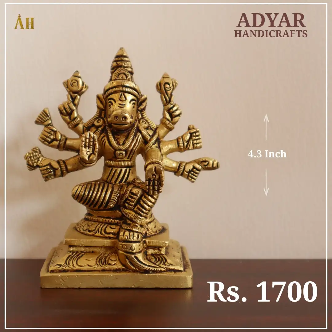 4.3 inch varahi brass idol - image 1