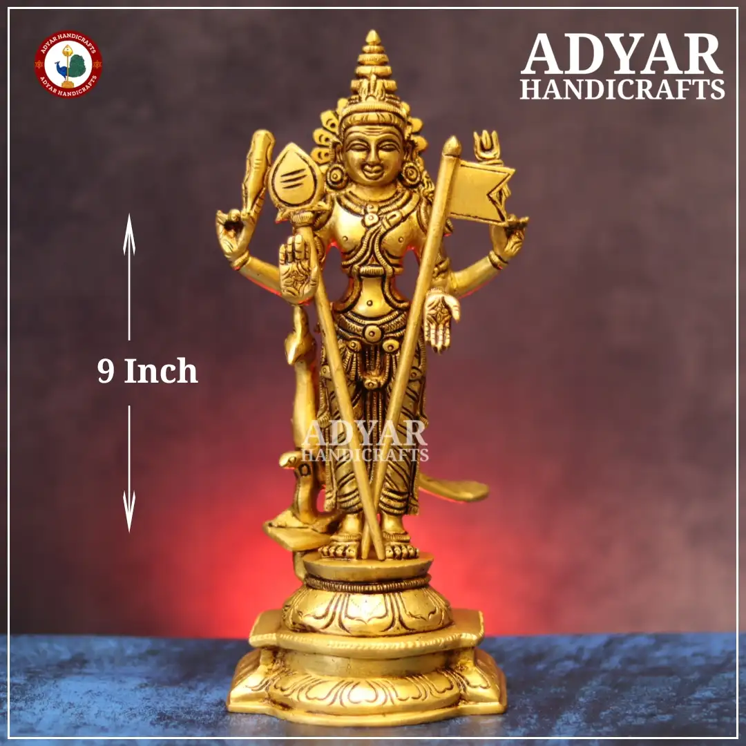 Lord Murugan Brass Statue with Sevakodi - image 1