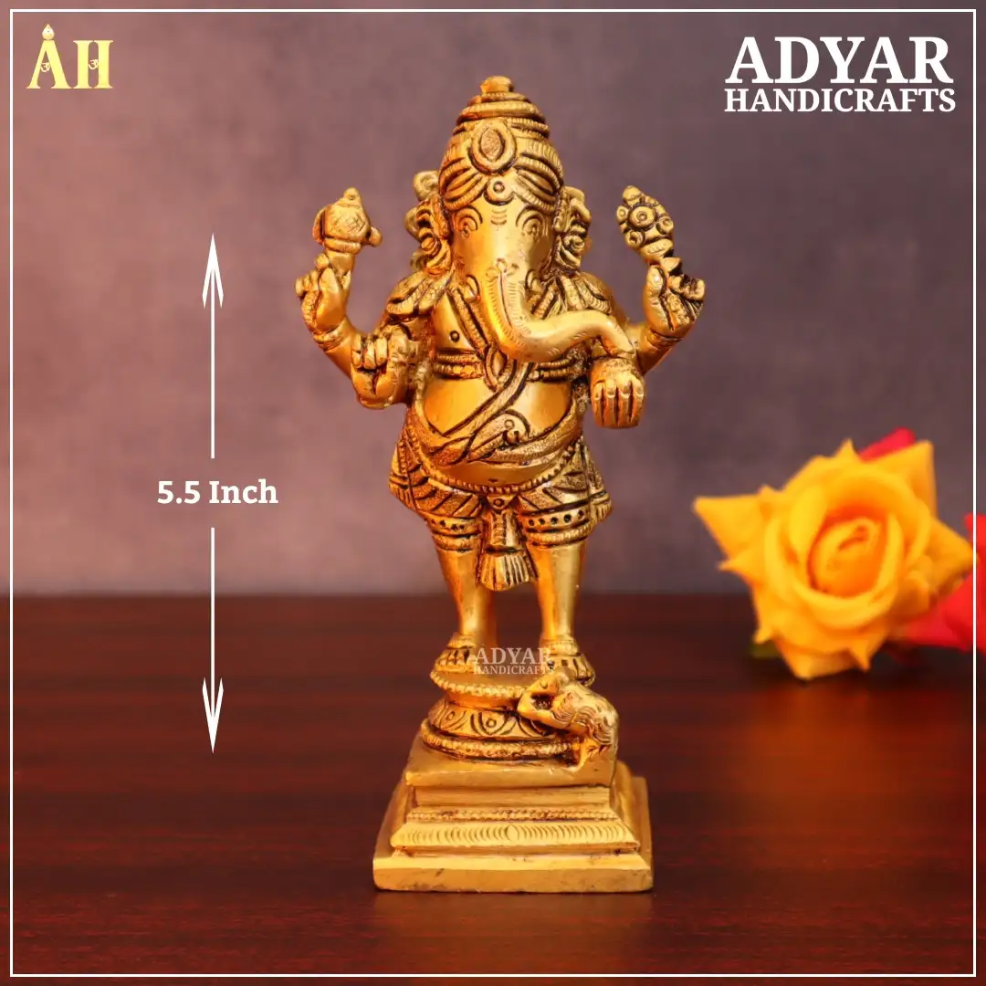 5.5 Inch Brass Standing Ganesha Idol - image 1