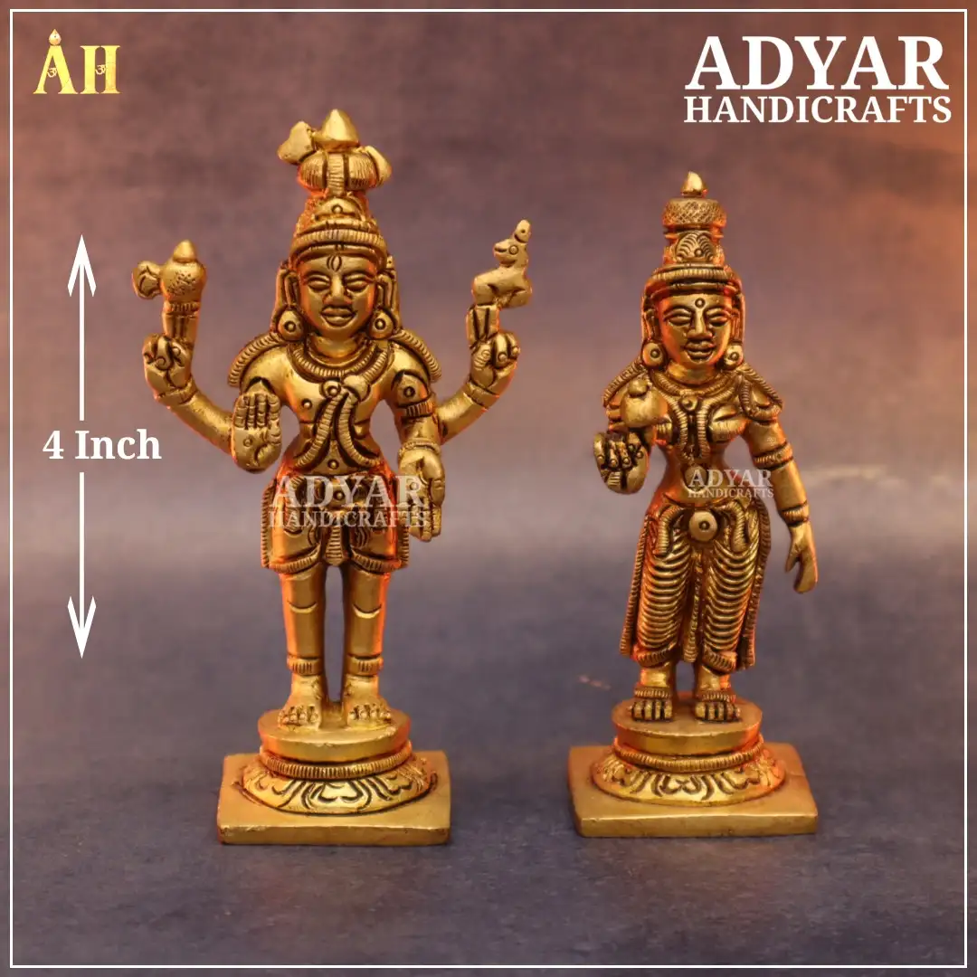 4 Inch Sundareswarar Parvati Brass Idol - image 1