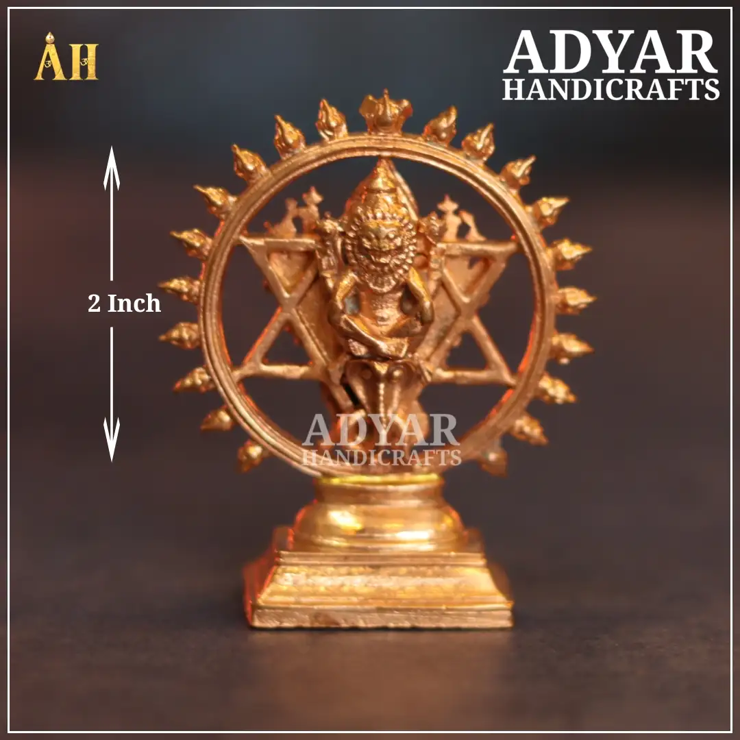 2 Inch Chakrathazhvar Panchalogam Idol - image 1