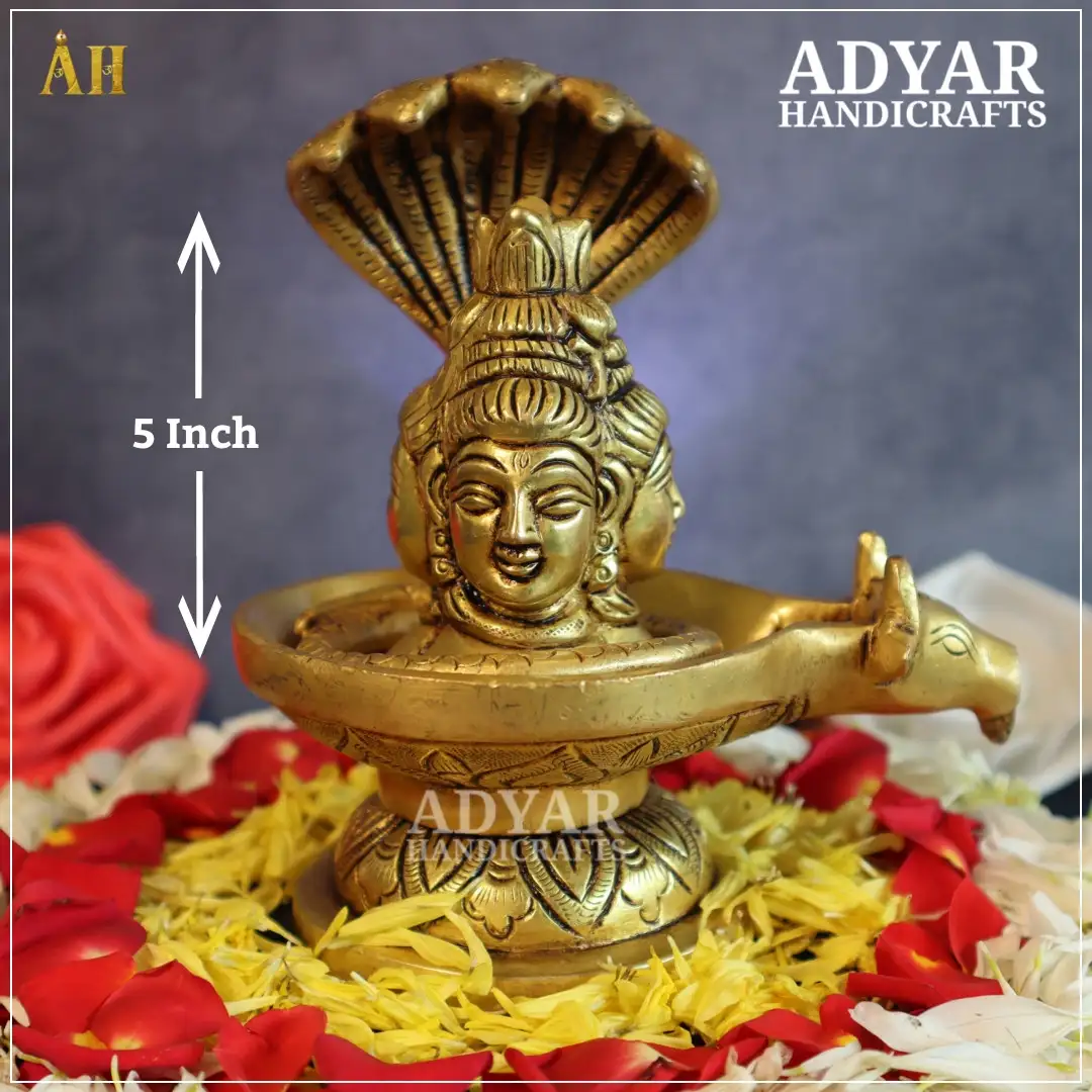 3 Face Brass shiva lingam With Nagabaranam - image 1
