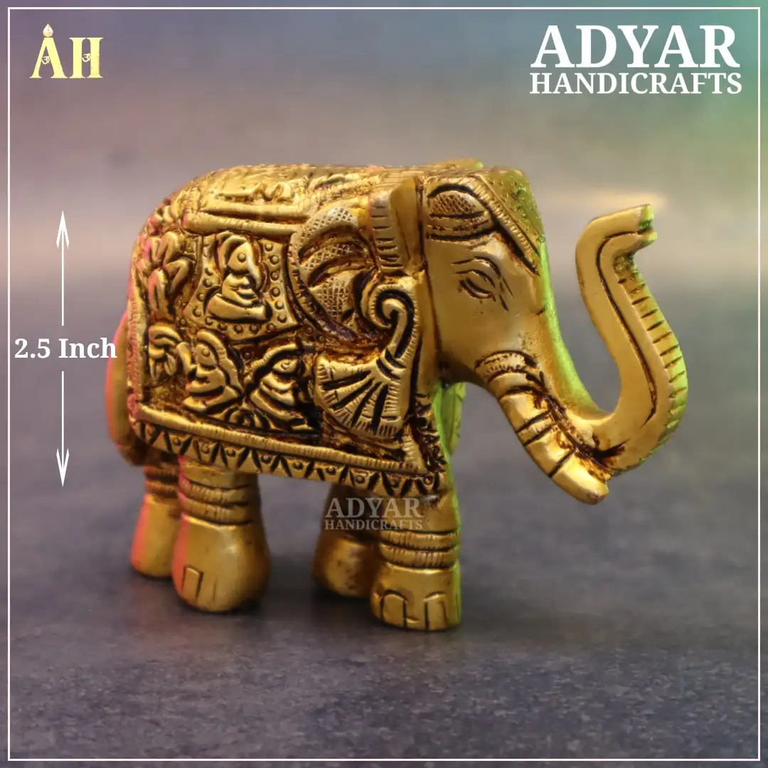 2.5 Inch Decorative Carved Elephant Brass Statue - image 1