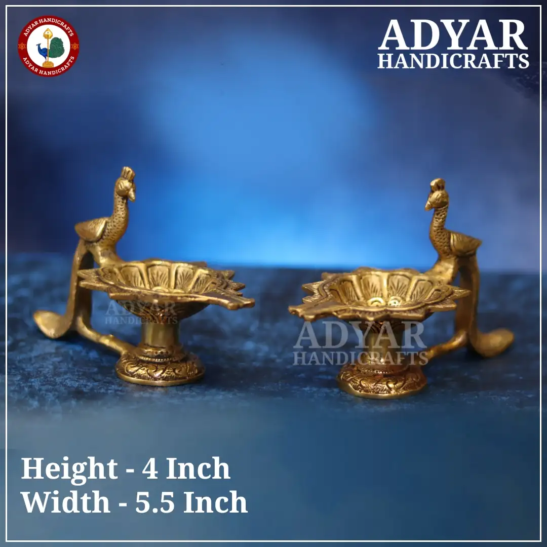 Peacock Diya Set Brass