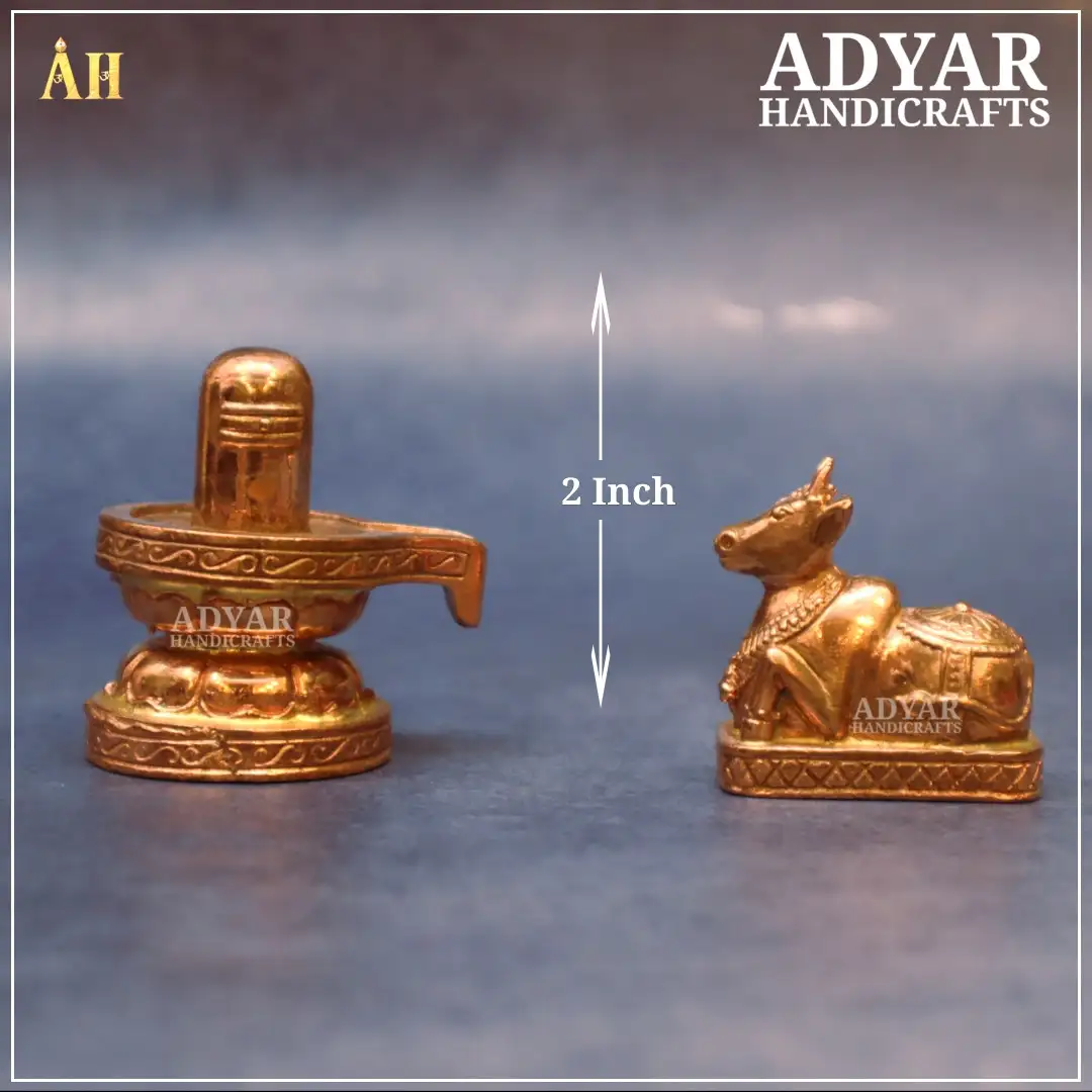 2 Inch Shivalingam Nandi Panchalogam Idol - image 1