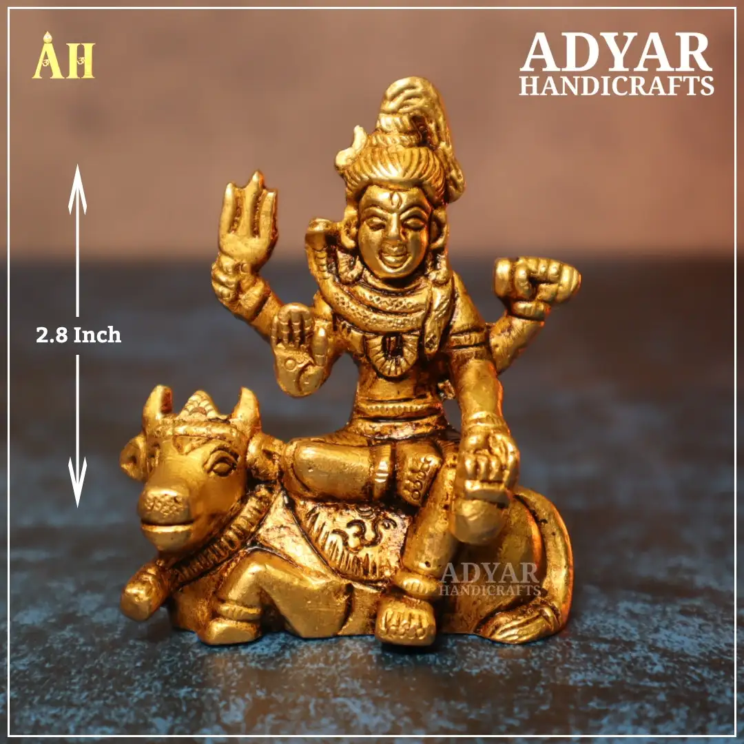 Lord Shiva seated on Nandi Brass Idol - image 1