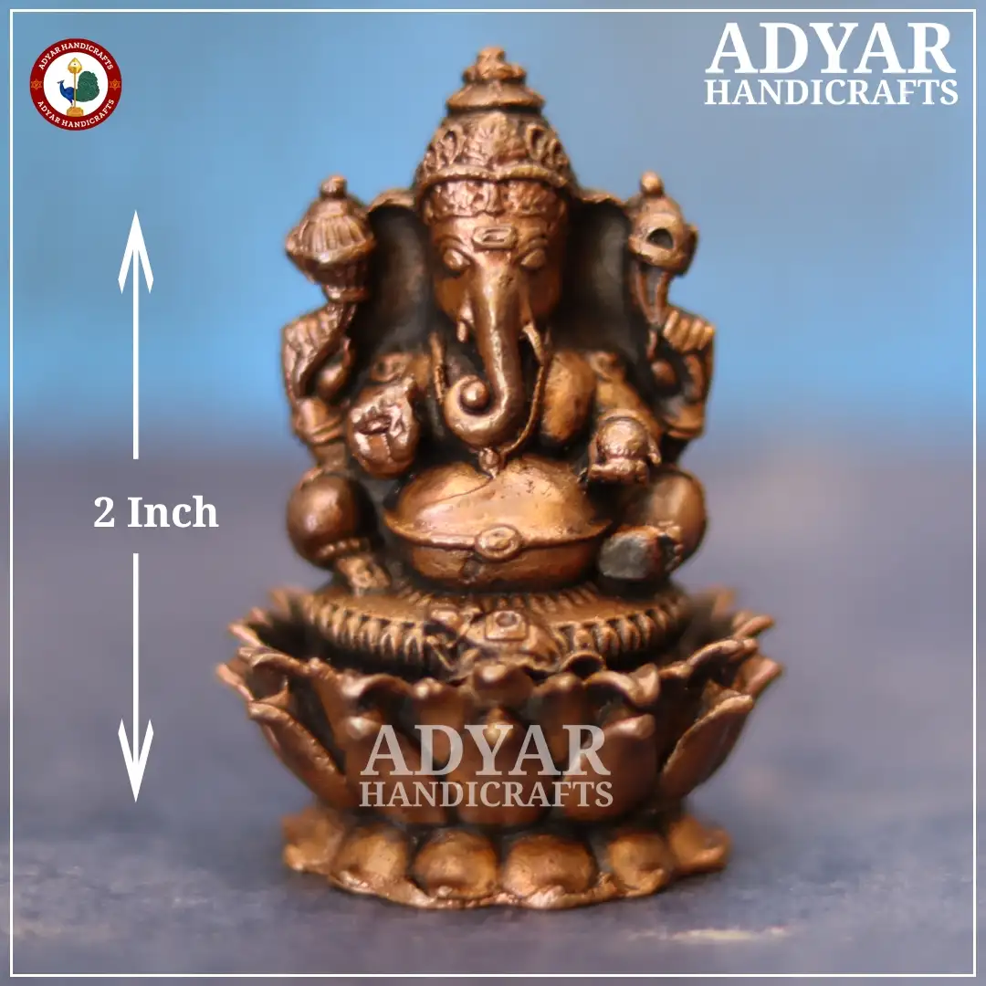 Lotus Vinayagar Copper Idol - image 1