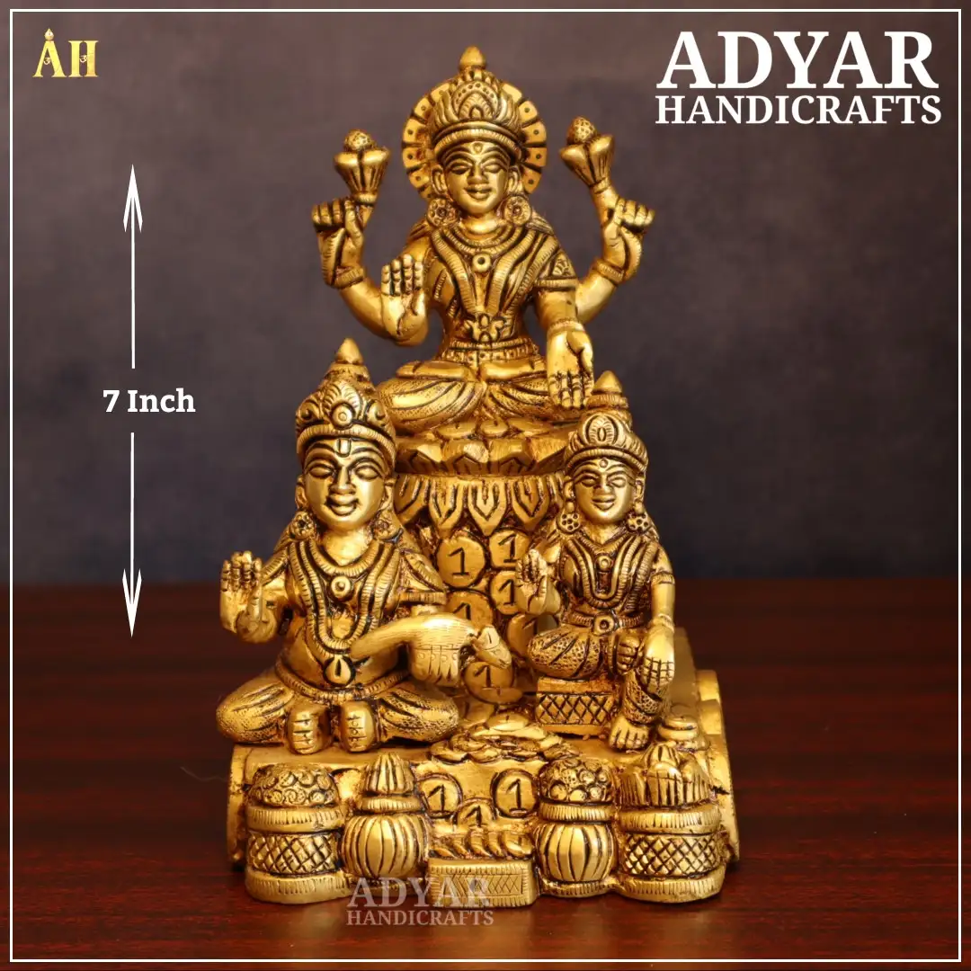 7 Inch Lakshmi Kuberar Brass Statue - image 1