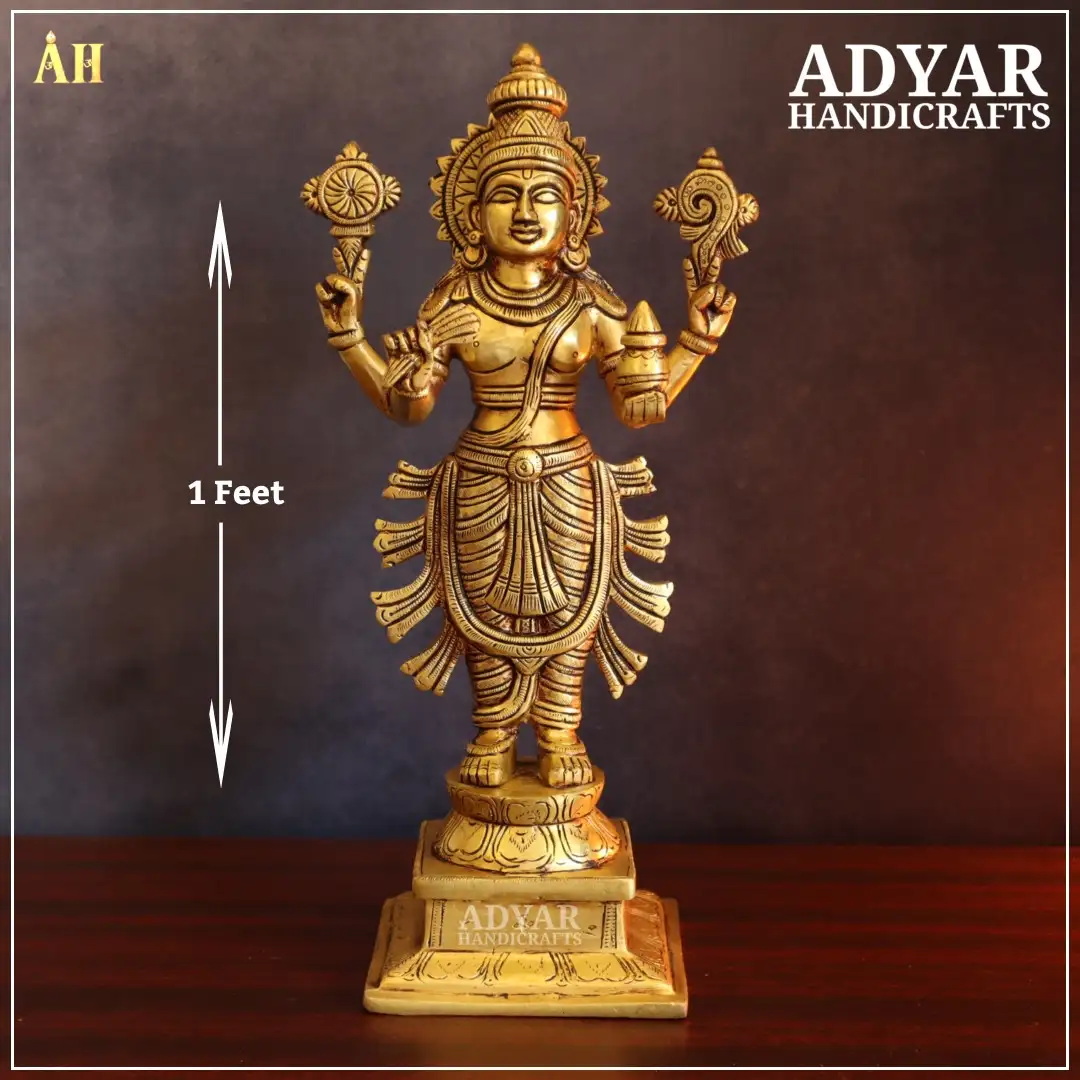 1 Feet Dhanvanthri Perumal Brass Statue - image 1
