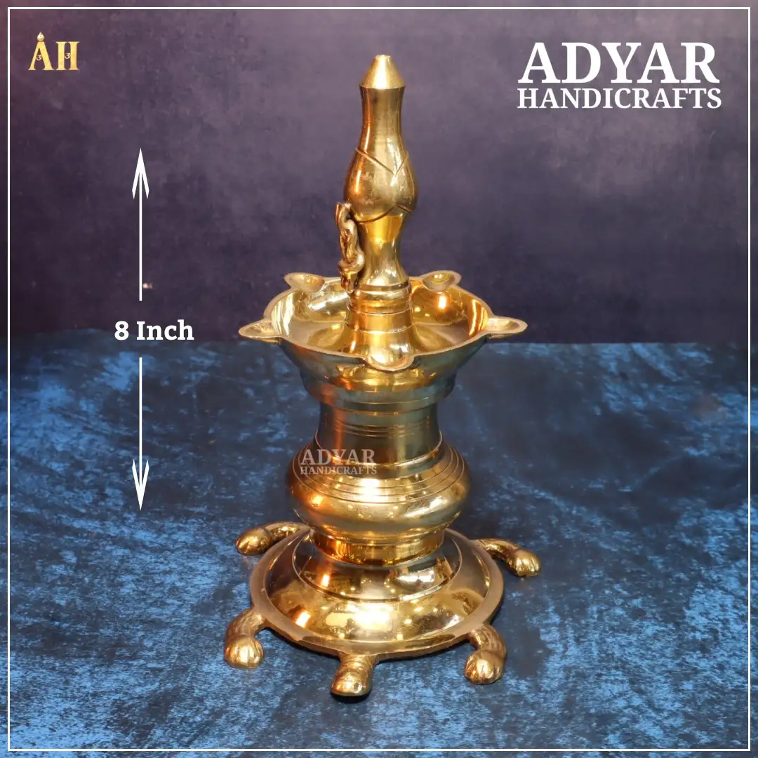 8 Inch Pure Brass Traditional Vastu Vilakku - image 1
