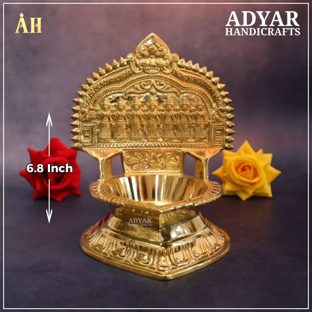 6.8 Inch Sabtha Kanni Kamakshi Vilakku Brass - image 1