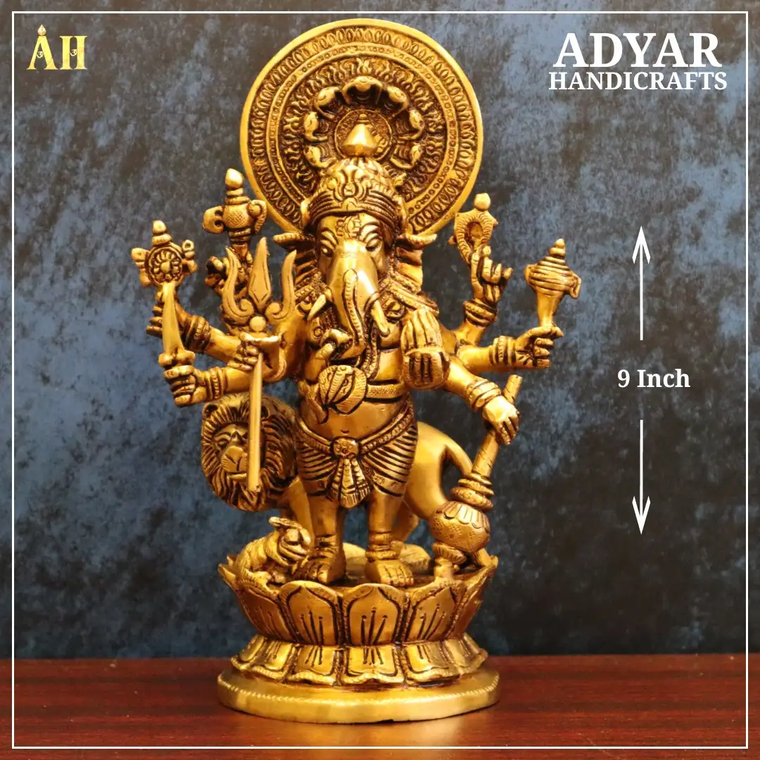 9 inch kandhrishti Ganapathy brass statue - image 1