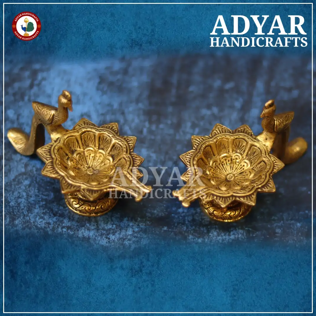 Peacock Diya Set Brass - secondary