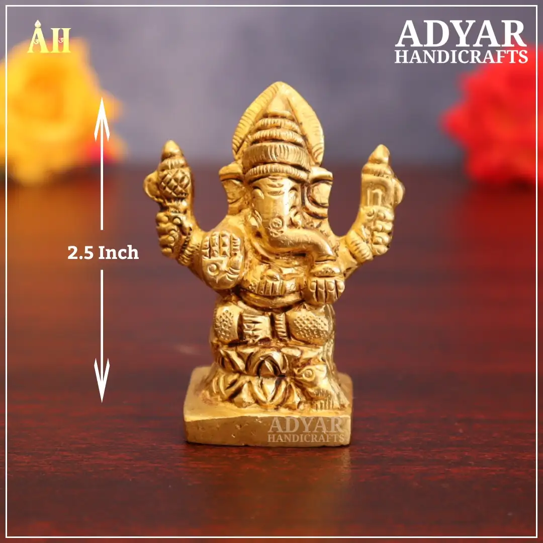 2.5 Inch Small Ganapathy Brass Idol - image 1
