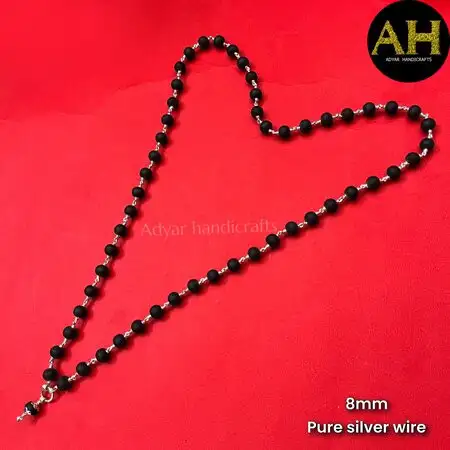 Karungali Malai With Sliver Wire-8mm