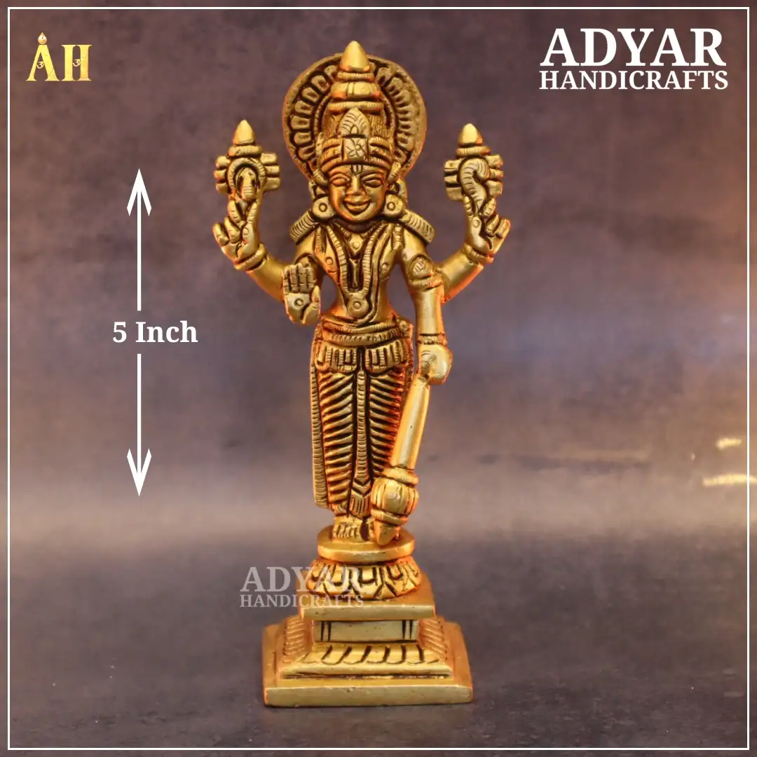 5 Inch Brass Sathyanarayana Swami Idol - image 1