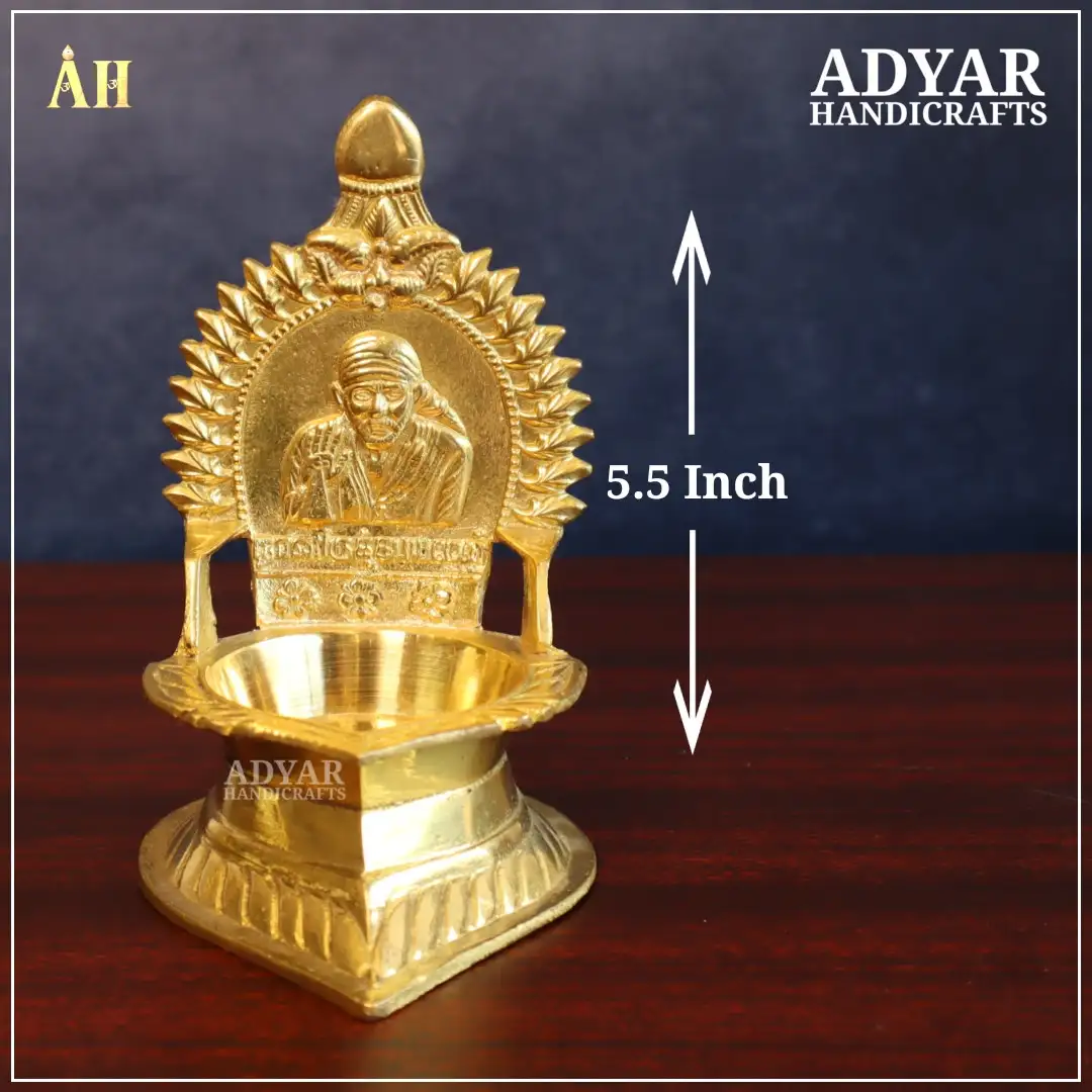 5.5 Inch Brass Sai Baba Kamakshi Vilakku - image 1