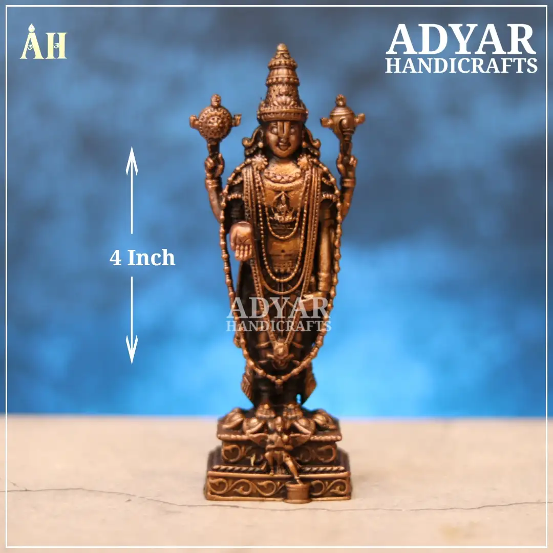 4 Inch Thirupathi Perumal Copper Idol - image 1